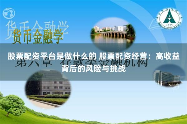 股票配资平台是做什么的 股票配资经营：高收益背后的风险与挑战
